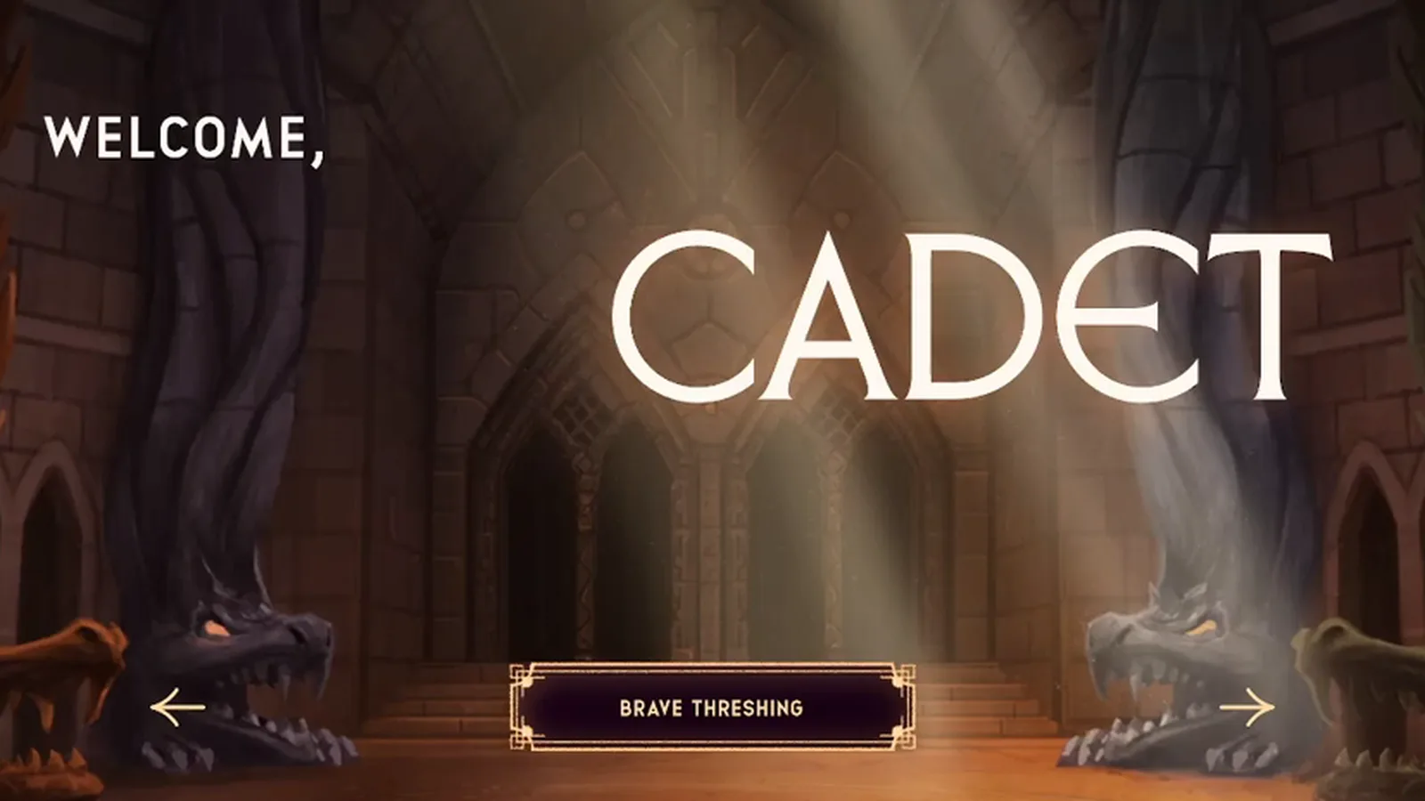 The Dragonkind game sign-in screen at dragonkind.com welcoming cadets with an email code login before entering the Threshing